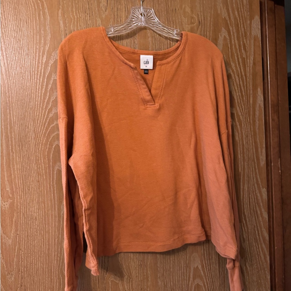 4/$30 Sale! EUC XL CAbi Burnt Orange Waffle Crop Knit Top style 4369